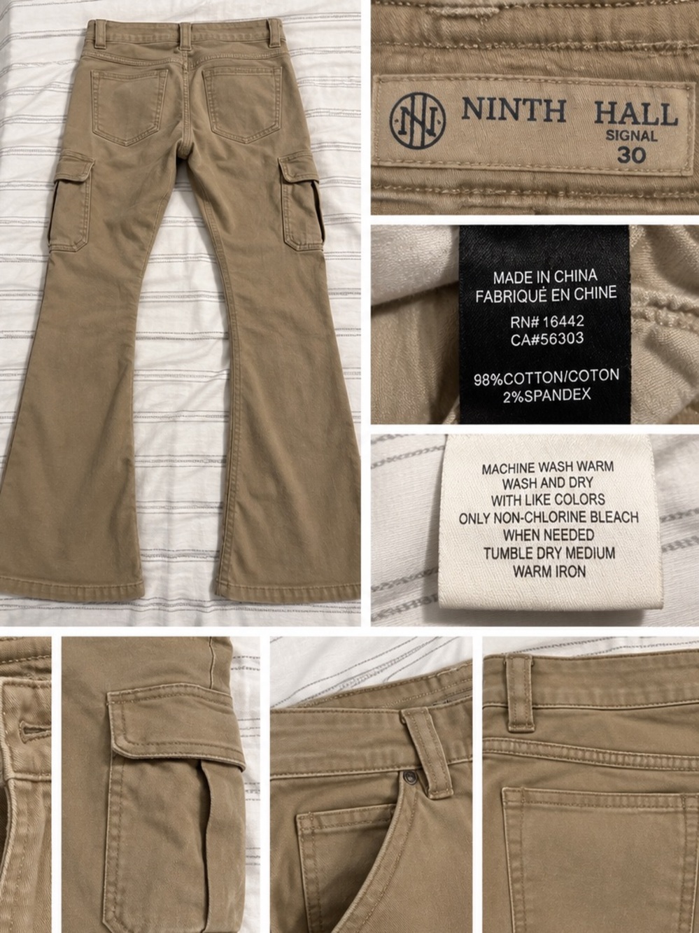 Ninth Hall Signal Khaki Flare Cargo Pants Men’s 30 Distressed Y2K